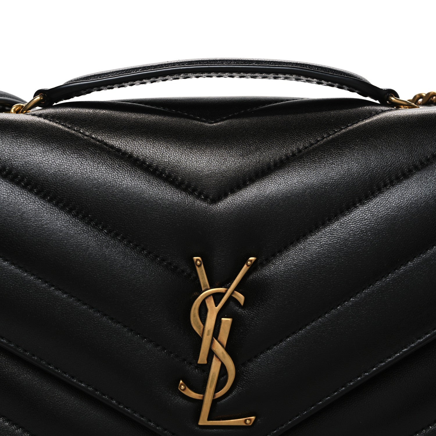 Lambskin Chevron Quilted Medium Loulou Black