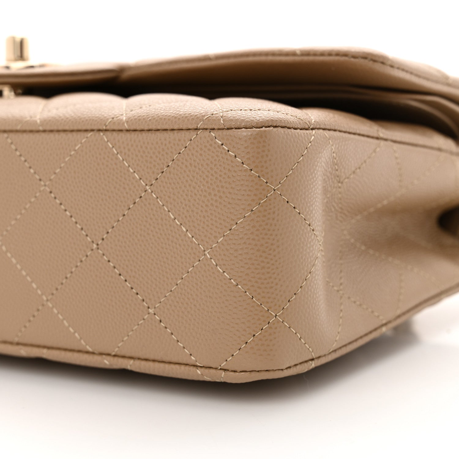 Caviar Quilted Medium Double Flap Dark Beige