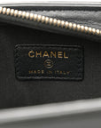 Lambskin Quilted Square Front Pocket Clutch With Chain Black
