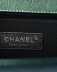 Iridescent Goatskin Quilted Medium Boy Flap Green