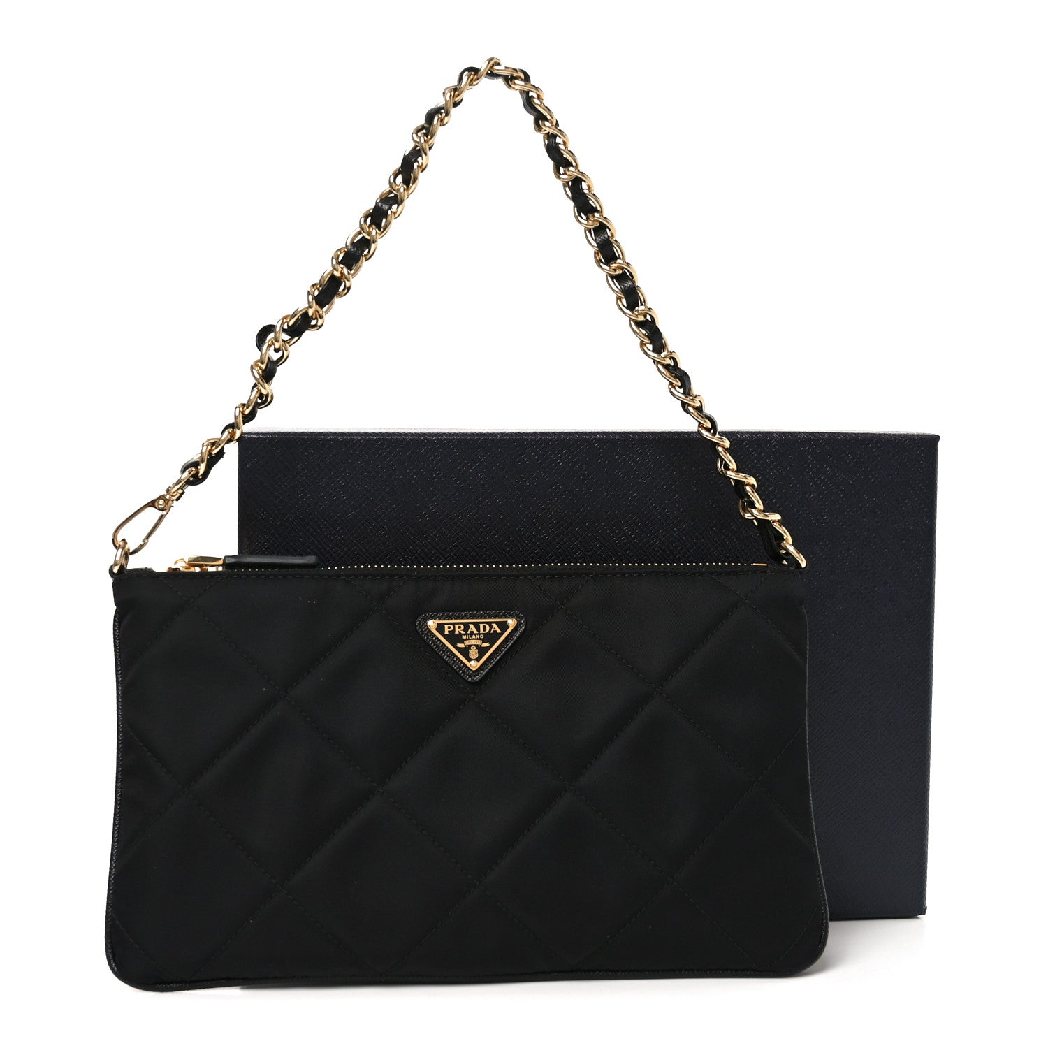 Re-Nylon Tessuto Impuntu Quilted Re-Edition 1995 Chaine Pouch Black