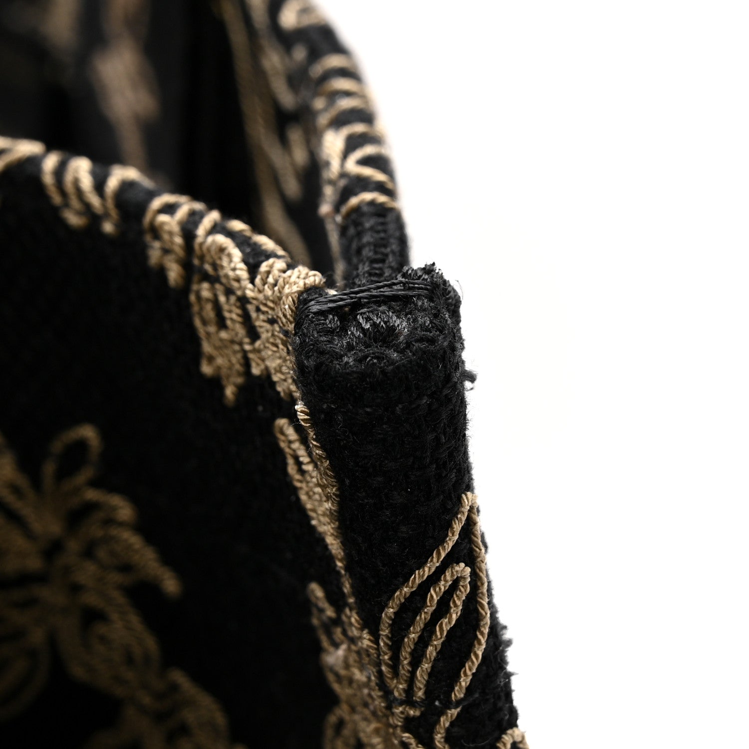 Canvas Embroidered Large Ornamental Cornely Book Tote Black Beige