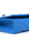 Grained Calfskin Embossed Car Flap Bag Petroleum Blue