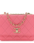 Lambskin Quilted Mini Trendy CC Wallet On Chain WOC Pink