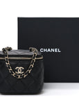 Caviar Quilted Mini Vanity Case With Chain Black