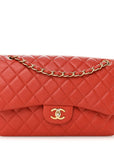 Pearly Caviar Quilted Jumbo Double Flap Orange