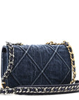 Denim Quilted CHNL 19 Wallet On Chain WOC Blue