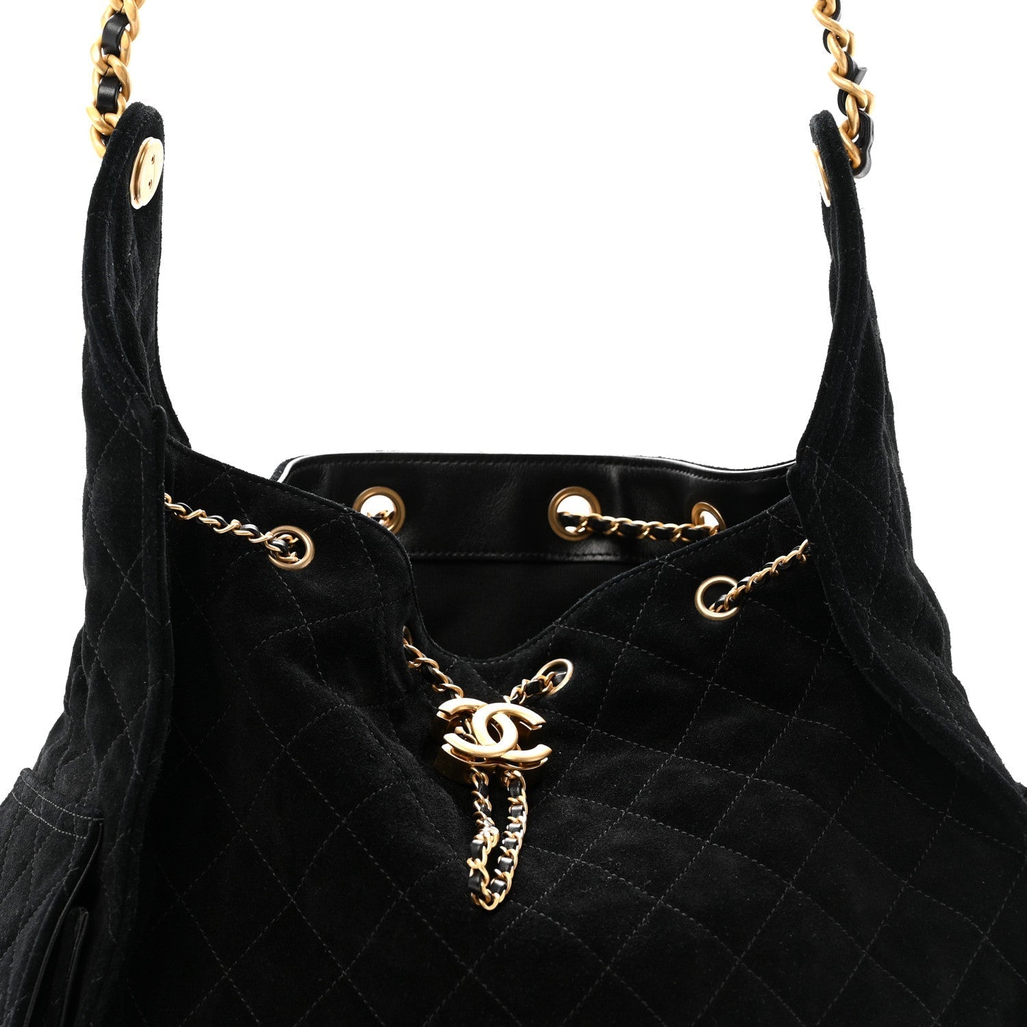 Suede Quilted Medium CHNL 25 Handbag Black