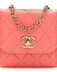 Lambskin Quilted Mini Trendy CC Clutch With Chain Coral Pink