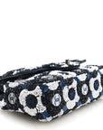 Satin Sequin Embellished Flower Mini Rectangular Flap Black White Blue