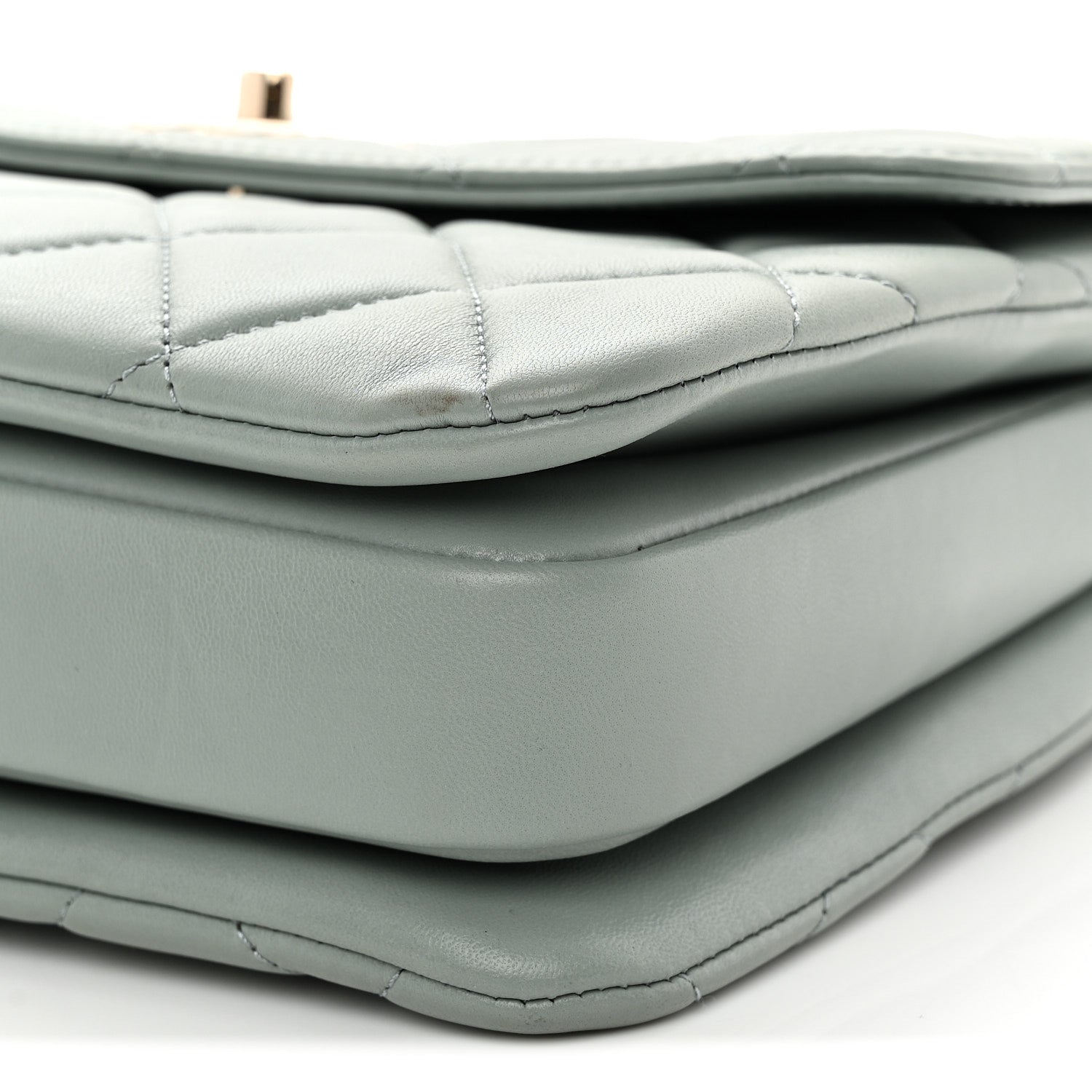 Lambskin Quilted Small Trendy CC Flap Dual Handle Bag Light Grey
