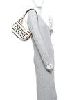 Textile Medium Ava Shoulder Bag White Black