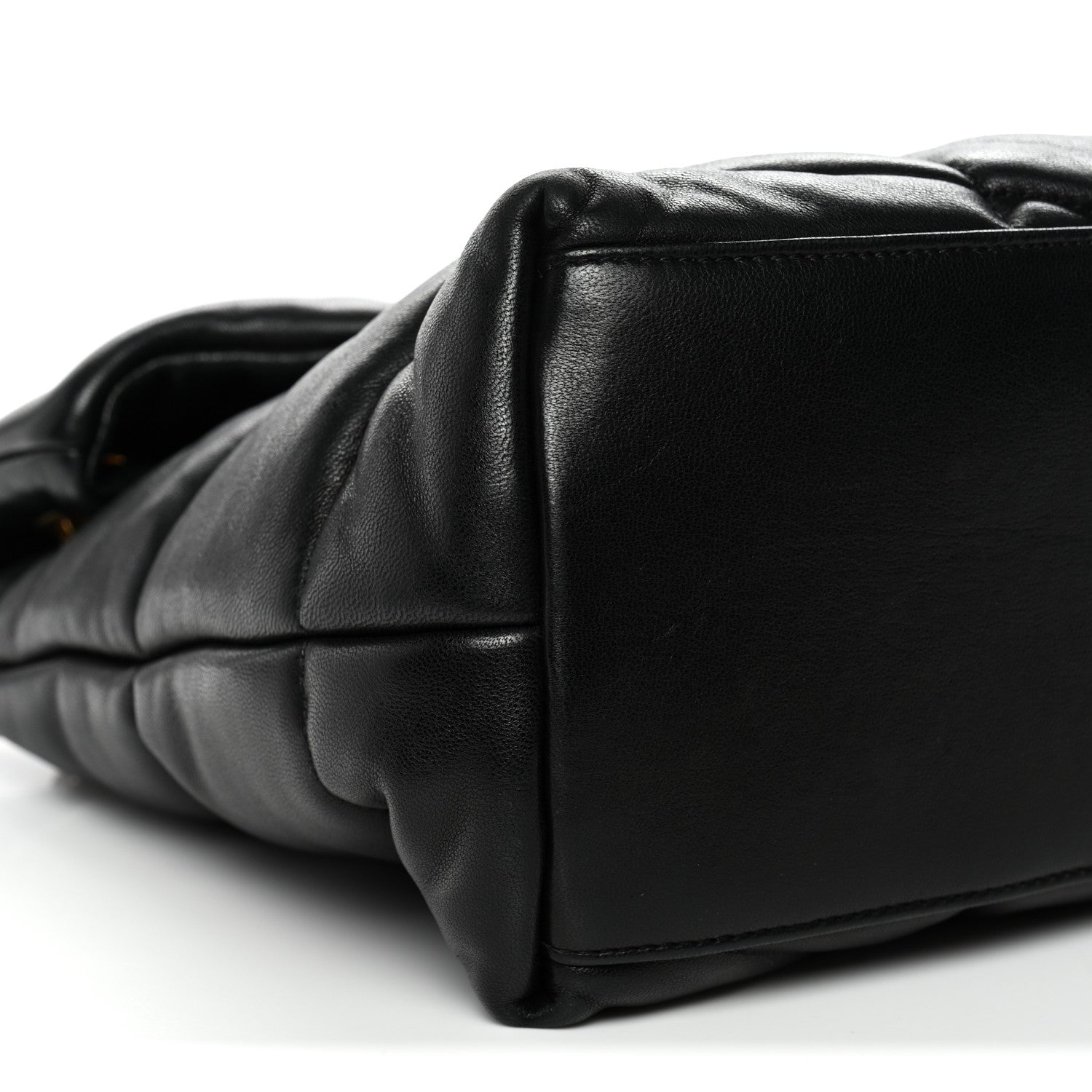 Lambskin Quilted Medium Loulou Puffer Monogram Chain Satchel Black
