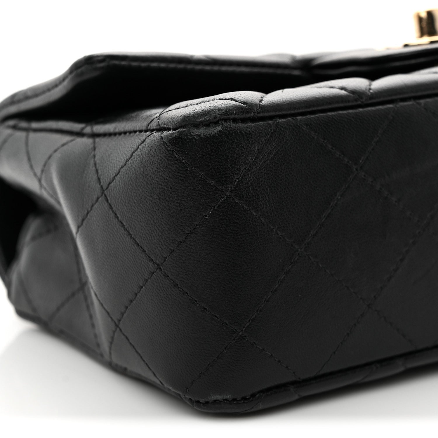 Lambskin Quilted Mini Rectangular Flap Black