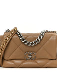 Lambskin Quilted Medium CHNL 19 Flap Dark Beige