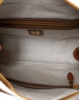 Canvas Calfskin Striped Large Beau Top Handle Bag Naturale Brandy