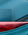 Velvet Matelasse Small GG Marmont Shoulder Bag Pavone Cyan
