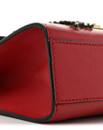 Calfskin Crystal Star Embroidered Small Padlock Shoulder Bag Hibiscus Red