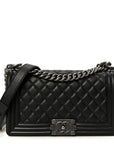 Calfskin Quilted Medium Boy Flap Black