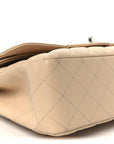 Caviar Quilted Jumbo Double Flap Beige