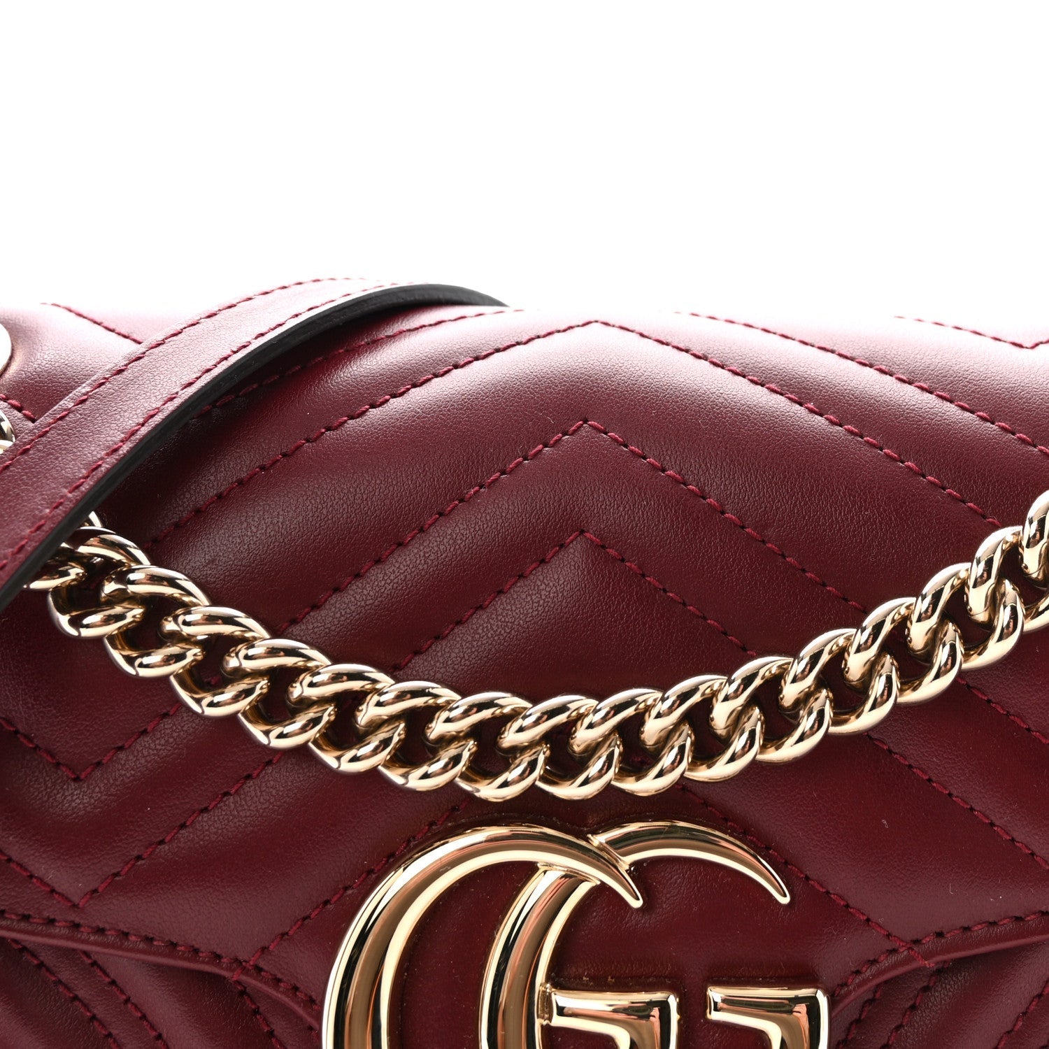 Calfskin Matelasse Small GG Marmont Shoulder Bag Rosso Ancora Red