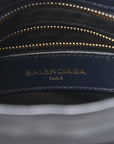 Chevre Gold Metallic Edge Hardware Mini City  Bleu Nuit Dark Sea