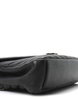 Sheepskin Matelasse Chevron Monogram Medium College Bag Black