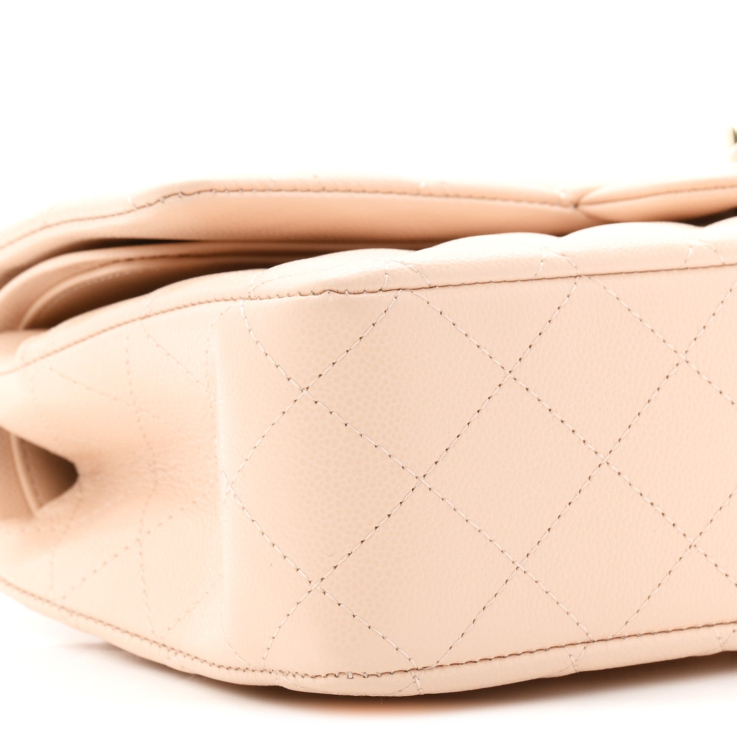 Caviar Quilted Medium Double Flap Beige