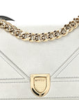 Metallic Grained Calfskin D1ORama Wallet on Chain Pouch Silver