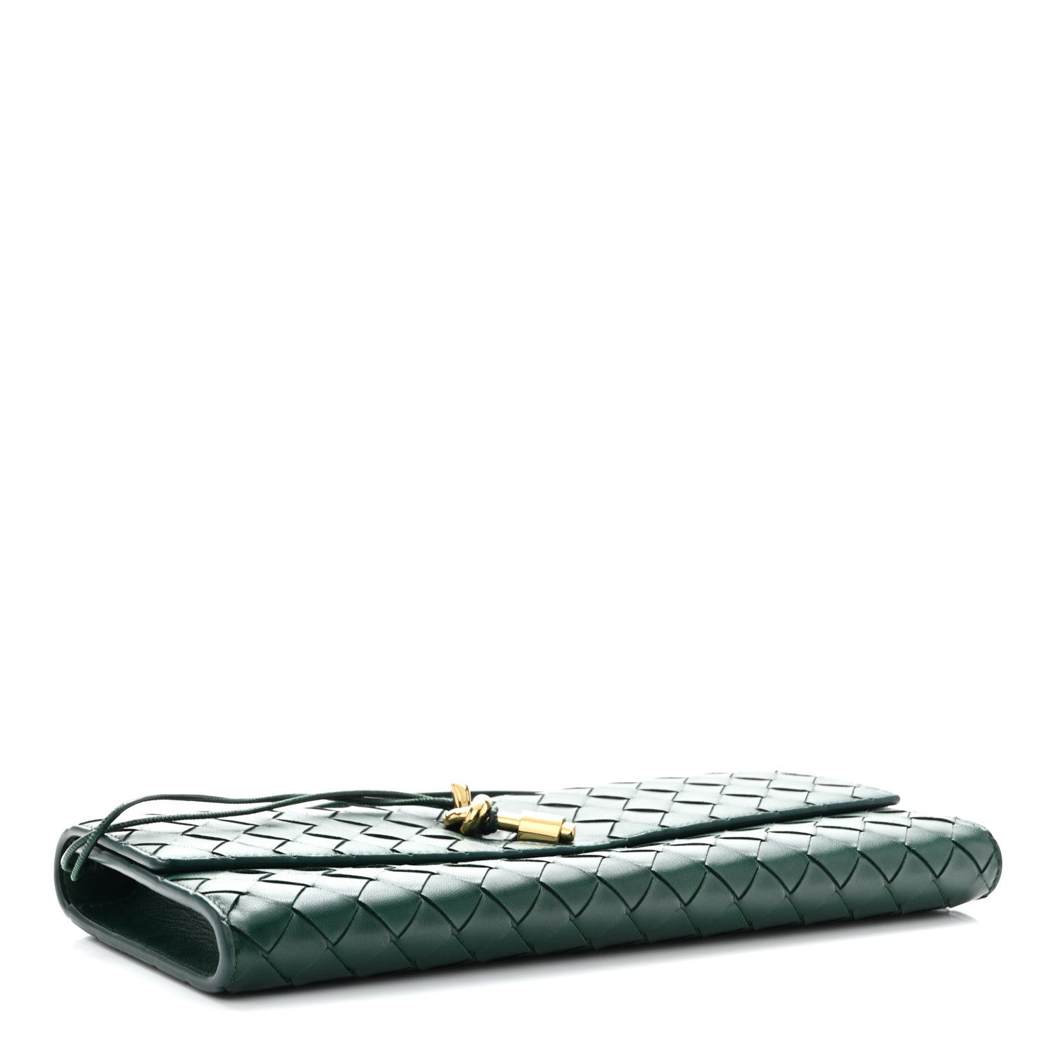 Nappa Intrecciato Long Andiamo Top Handle Clutch Emerald Green
