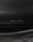 Lambskin Quilted Flap Phone Holder With Chain Black