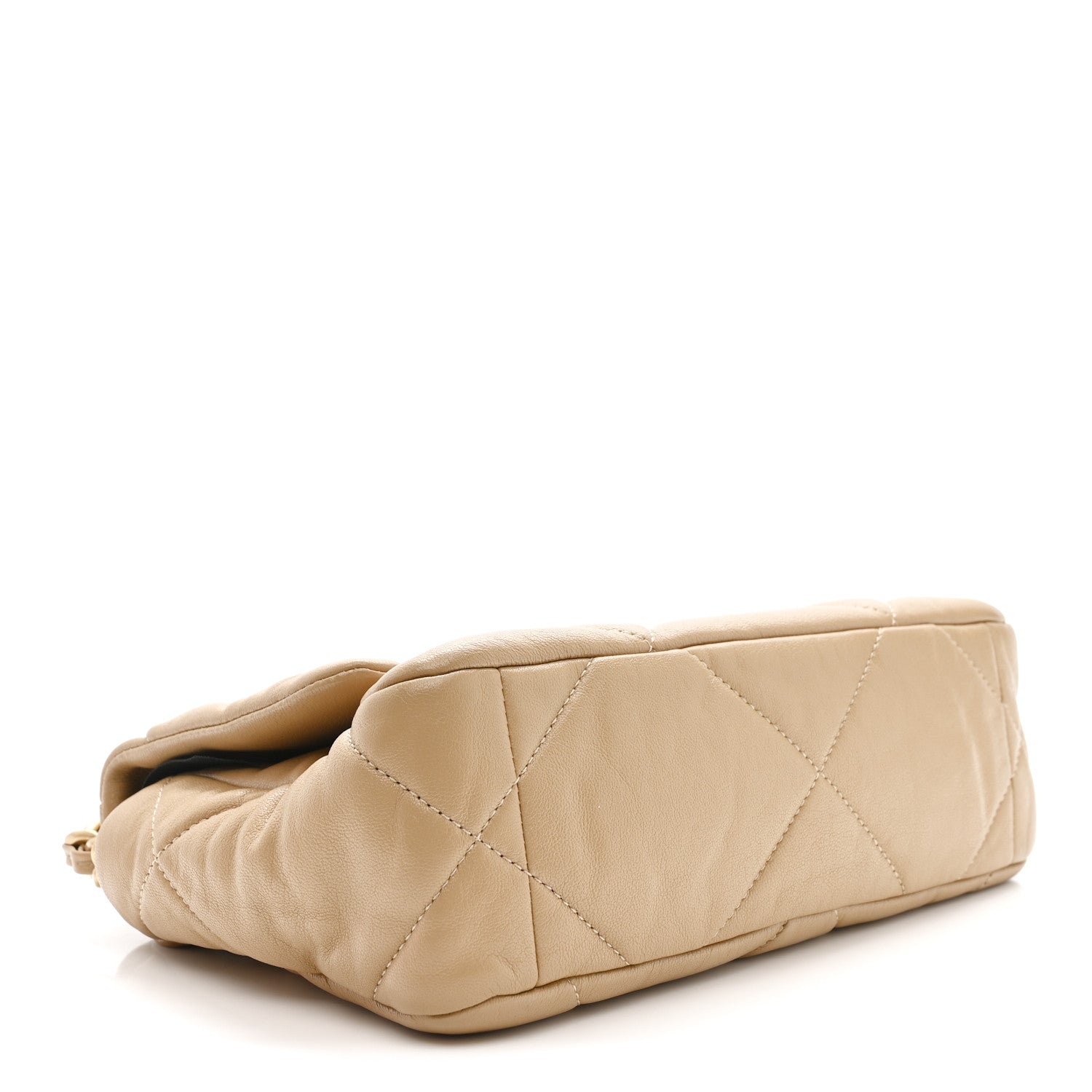 Goatskin Quilted Medium CHNL 19 Flap Dark Beige