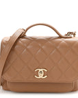 Caviar Quilted Medium Business Affinity Flap Beige
