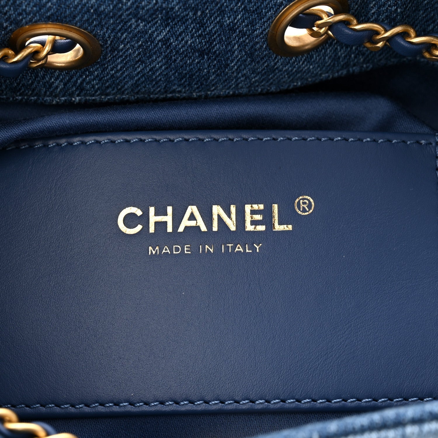 Washed Denim Quilted Mini CHNL 25 Handbag Blue