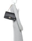 Aged Calfskin Quilted 2.55 Reissue 227 Flap Black