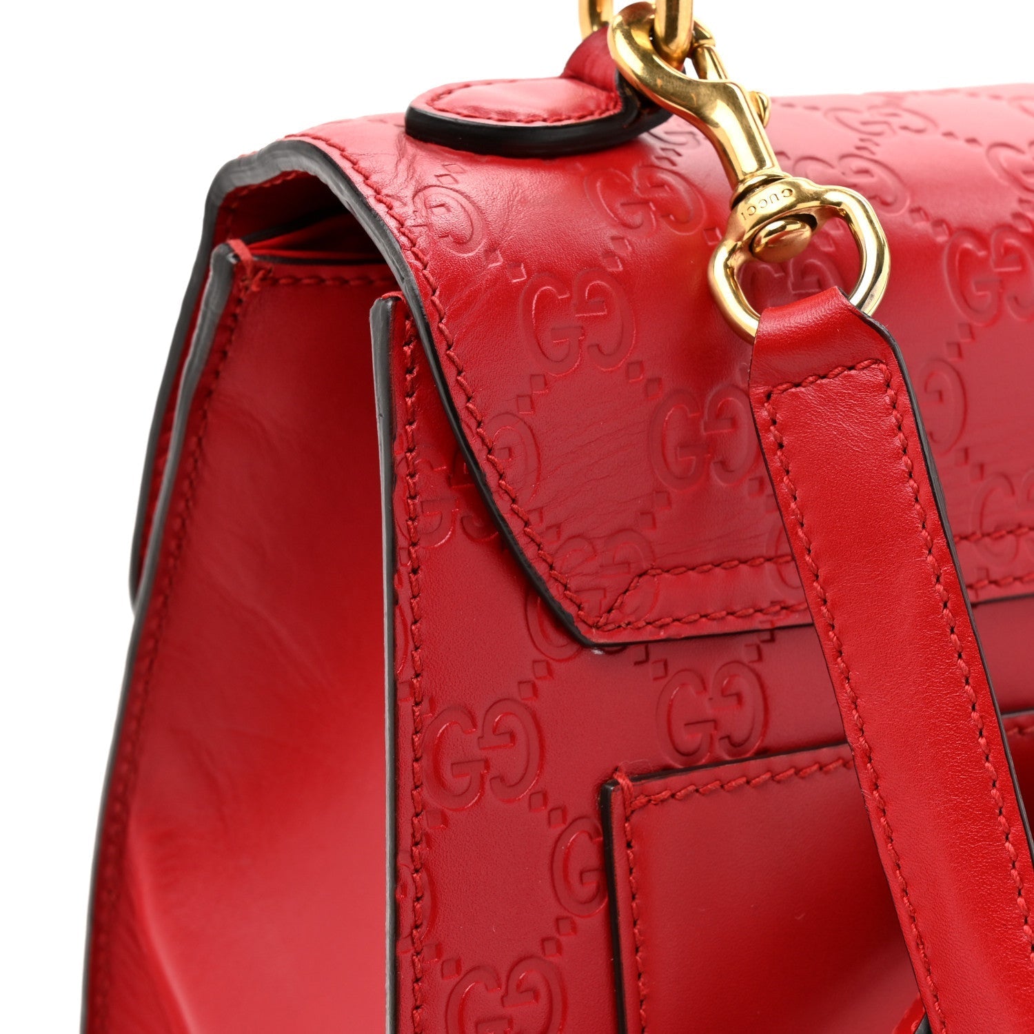 GCCIssima Signature Small Padlock Top Handle Bag Hibiscus Red