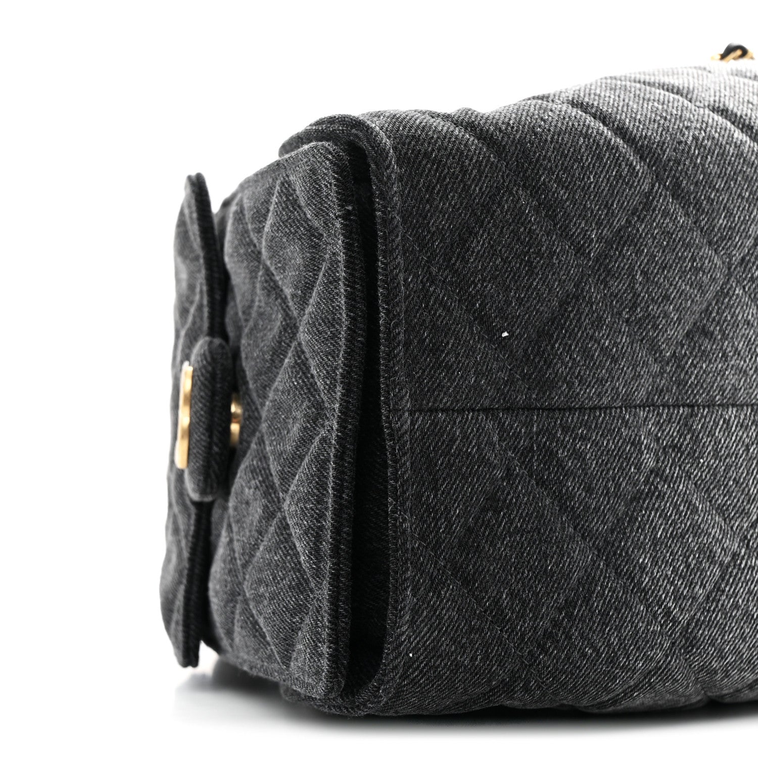 Washed Denim Quilted Small CHNL 25 Handbag Black