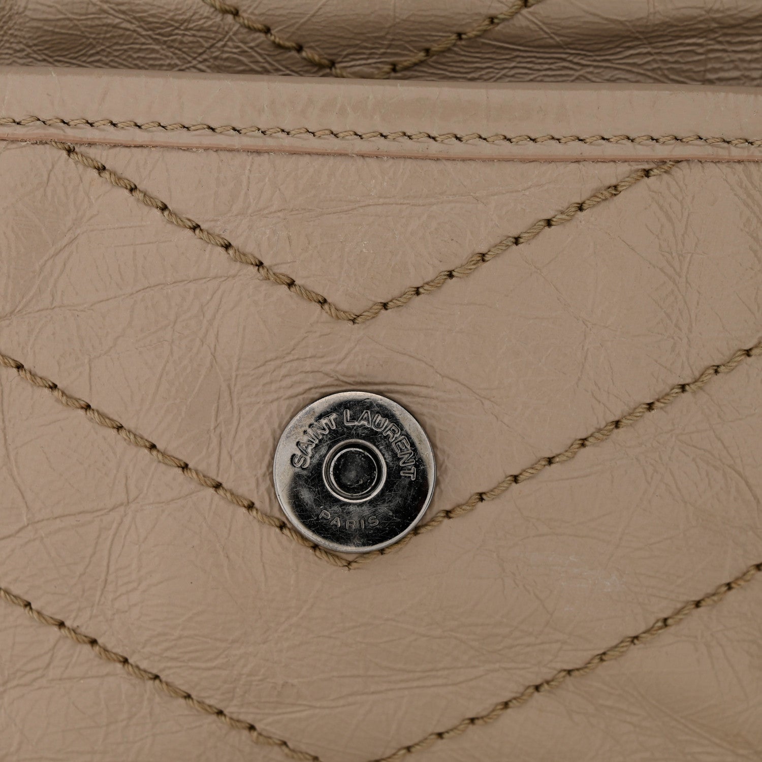 Crinkled Calfskin Matelasse Monogram Medium Niki Chain Satchel Gold Sand