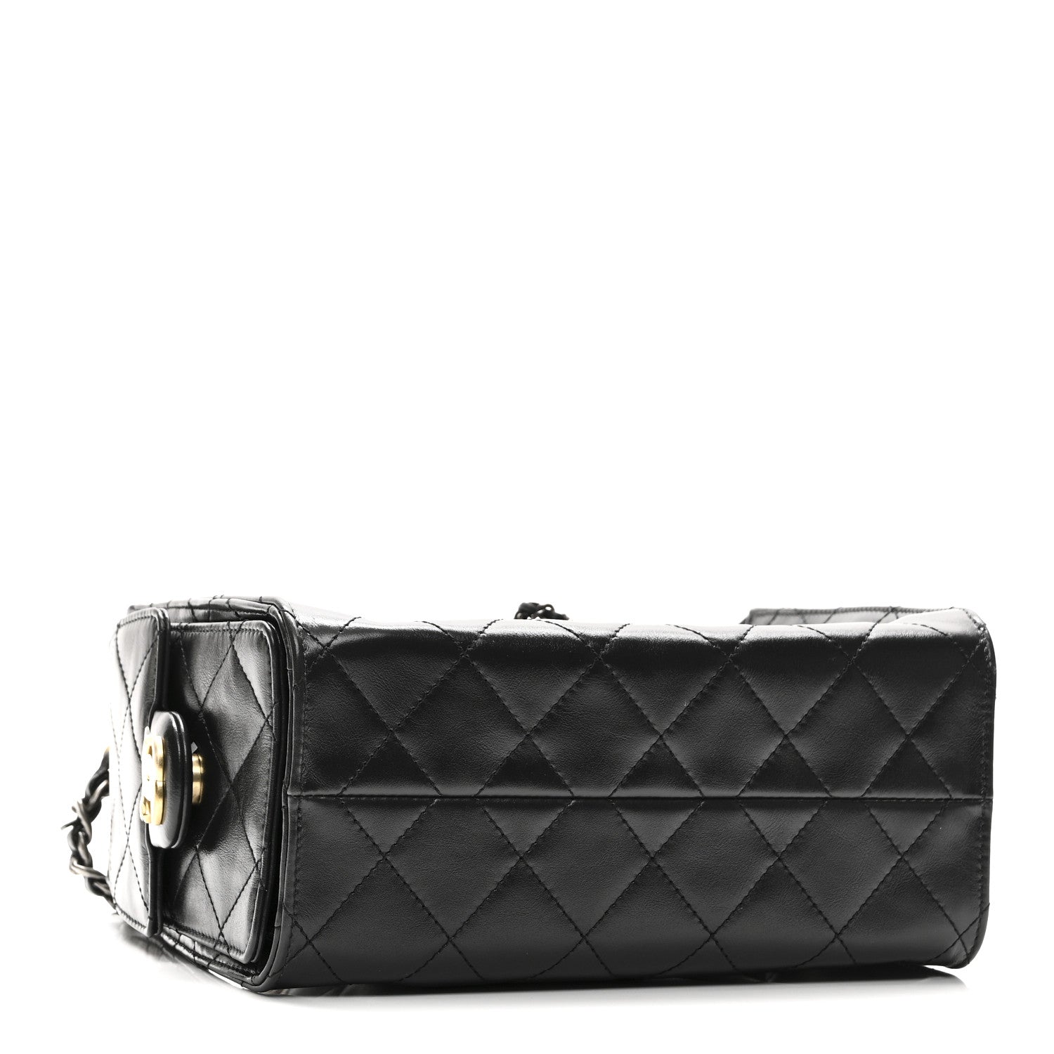 Shiny Crumpled Quilted Mini CHNL 25 Handbag Black