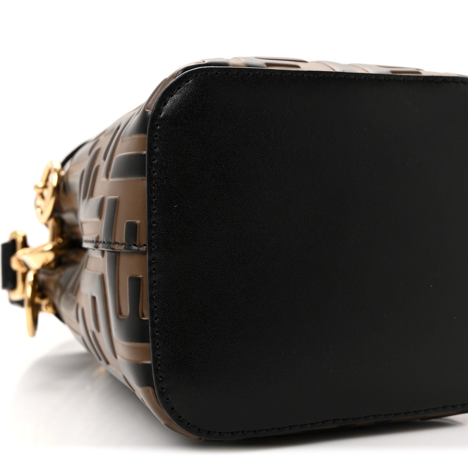 Vitello Liberty F is FNDI Bi-Color FF 1974 Embossed Mini Mon Tresor Bucket Bag Maya Black