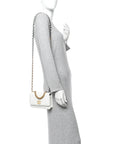 Shiny Crumpled Calfskin Quilted CHNL 19 Wallet On Chain WOC White