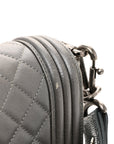 Metallic Lambskin Stingray Quilted Medium Boy Flap Silver