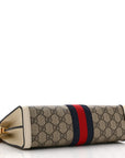 GG Supreme Monogram Textured Calfskin Web Small Ophidia Chain Shoulder Bag Beige Ebony Mystic White