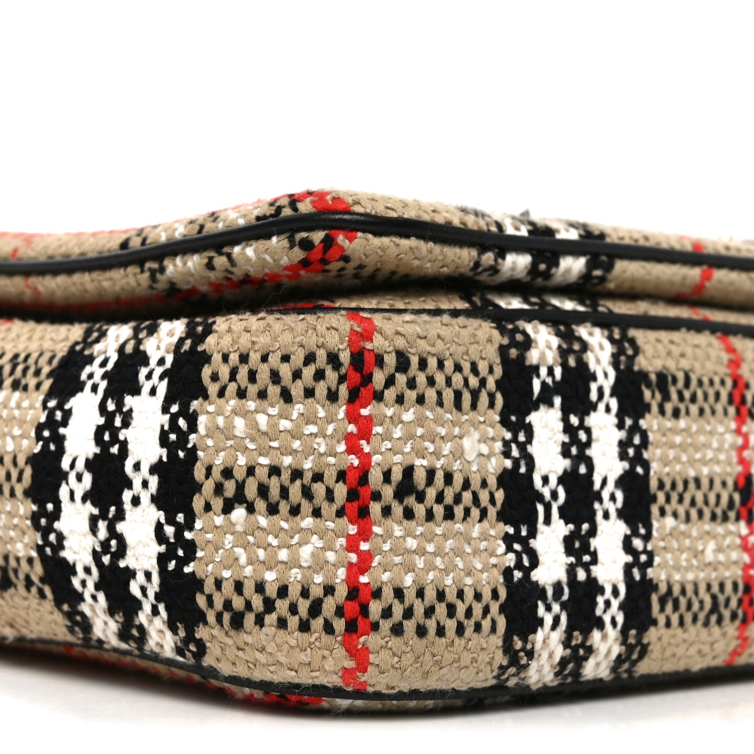 BBERRY Calfskin Boucle Check Medium Lola Chain Bag Archive Beige