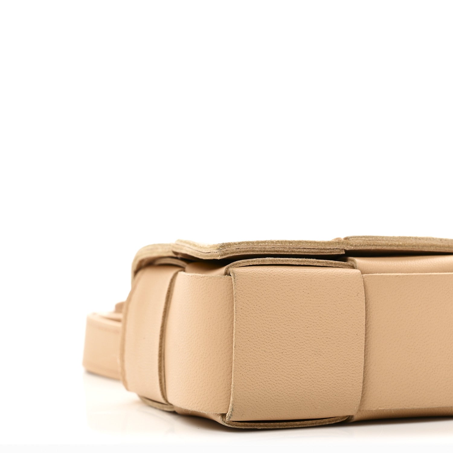 Lambskin Maxi Intrecciato Extra Mini Cassette Crossbody Bag Almond