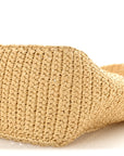 Yarn Raffia Effect Crochet Logo Embroidered Small Tote Bag Naturale