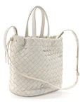 Calfskin Intrecciato Small Castello Bucket Bag White