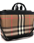 IP Check Nylon Calfskin Ormond Tote Bag Taupe Brown