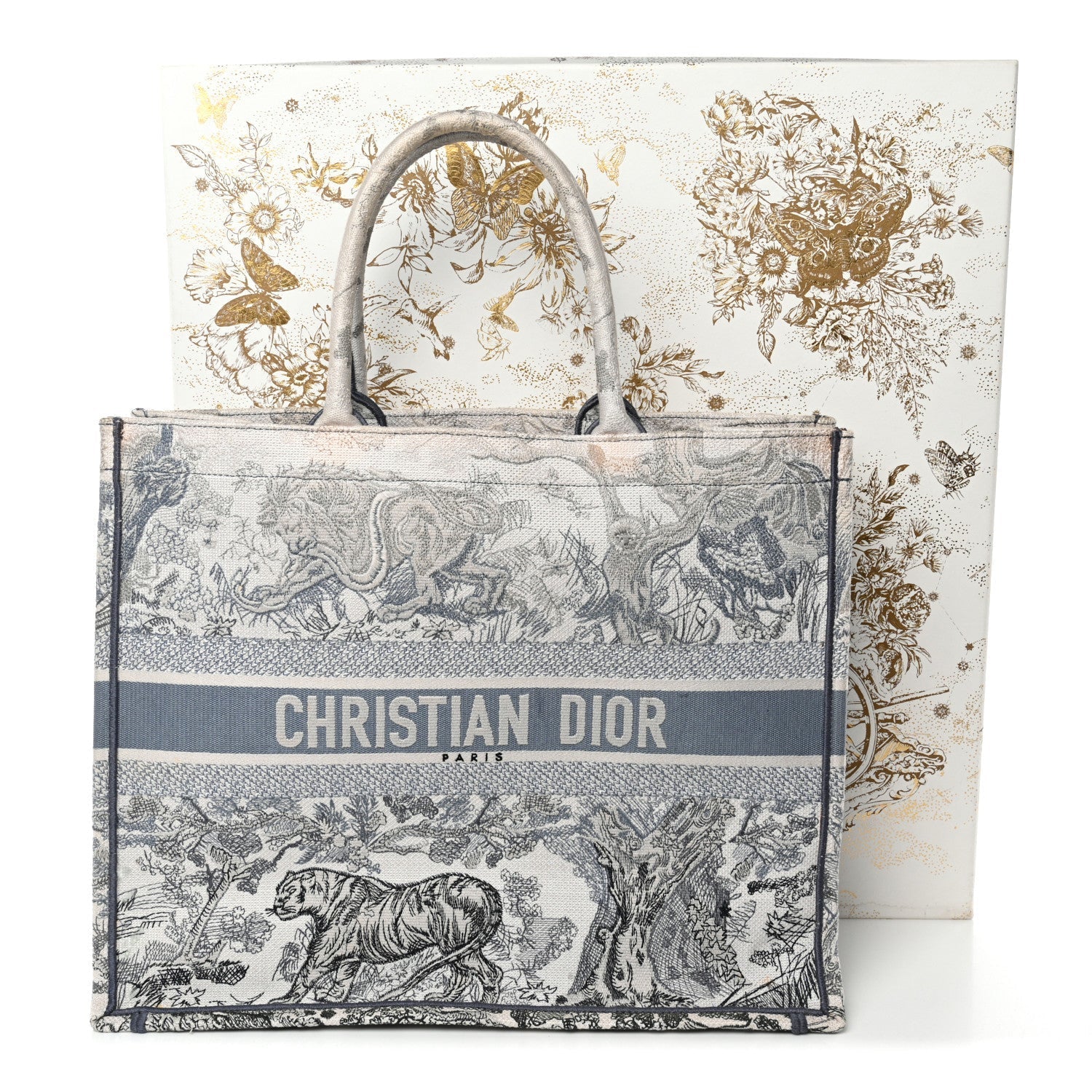 Gradient Canvas Embroidered Large D1ORiviera Toile De Jouy Book Tote Blue