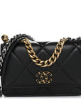 Lambskin Quilted CHNL 19 Wallet On Chain WOC Black